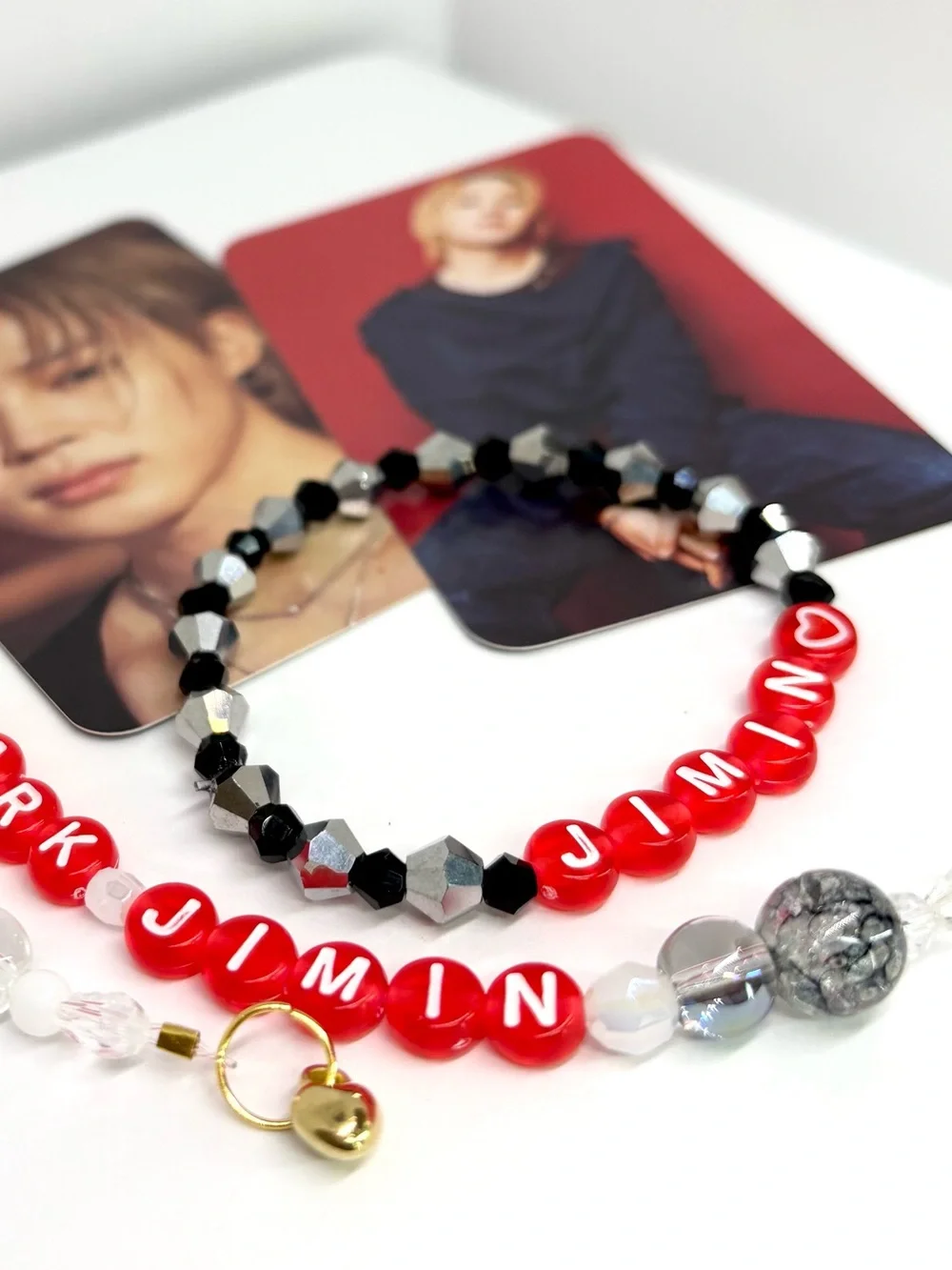 (4pcs) BTS JIMIN BIAS BRACELET KEYCHAIN PHOTOCARD BUNDLE